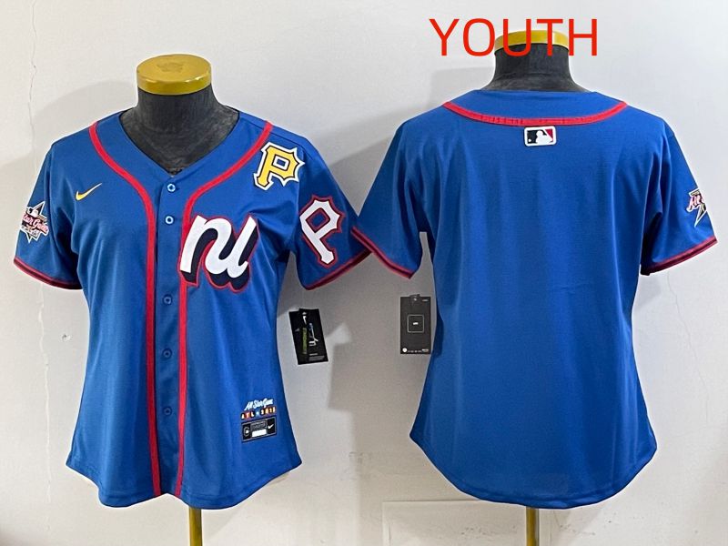 Youth 2025 Pittsburgh Pirates Blank Blue All star Nike MLB Jersey style 02->youth mlb jersey->Youth Jersey